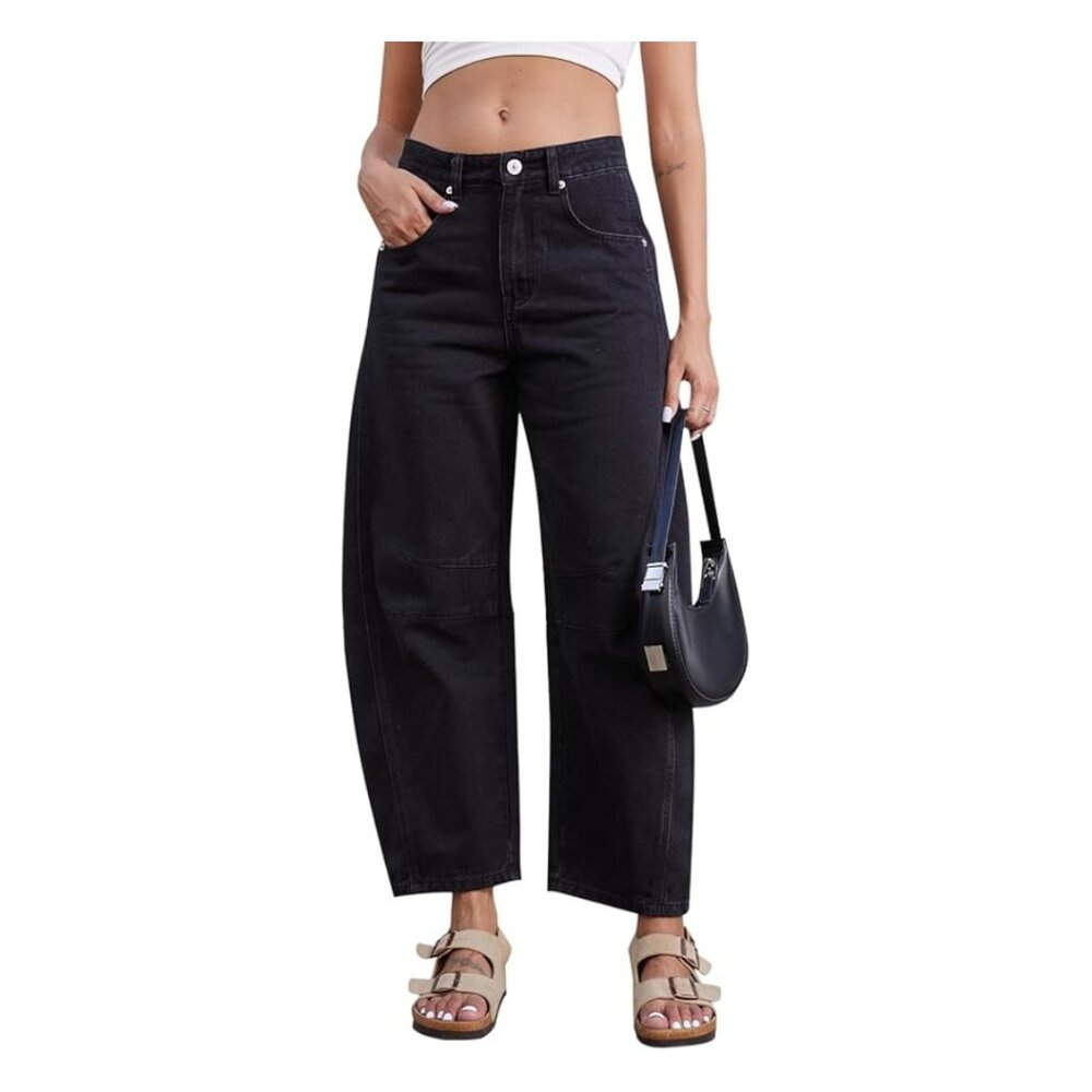 Mid Rise Barrel Jeans Leg Mid Waist